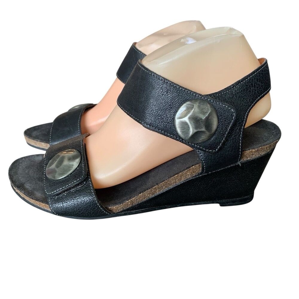 Taos Wedge Sandal Carousel 3 Women's Size 40/US 9 Comfort Black Leather Open Toe